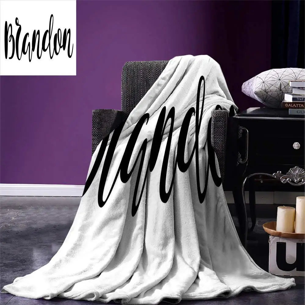 Brandon Throw Blanket Widespread Name Design with Monochrome Artistic