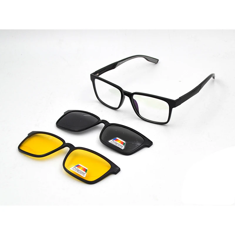 

2in1 Sunglasses TR90 Women Men Clip on Polarized Gray Yellow Lens Night Vision Driving Eyeglasses Can Make Myopia Presbyopia L3