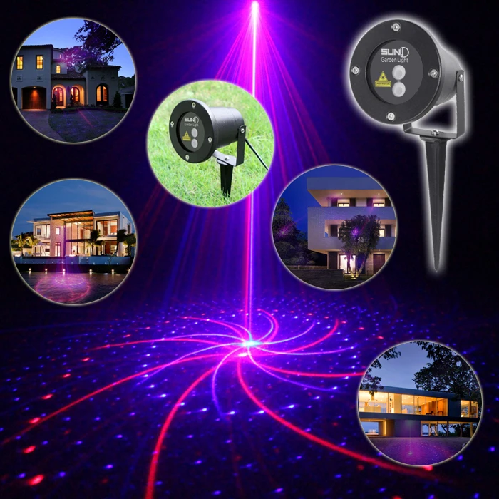 

New SUNY Outdoor Indoor 9 Patterns Red Blue Laser Projector Landscape Lighting Show Outside Christmas House Garden Home Light