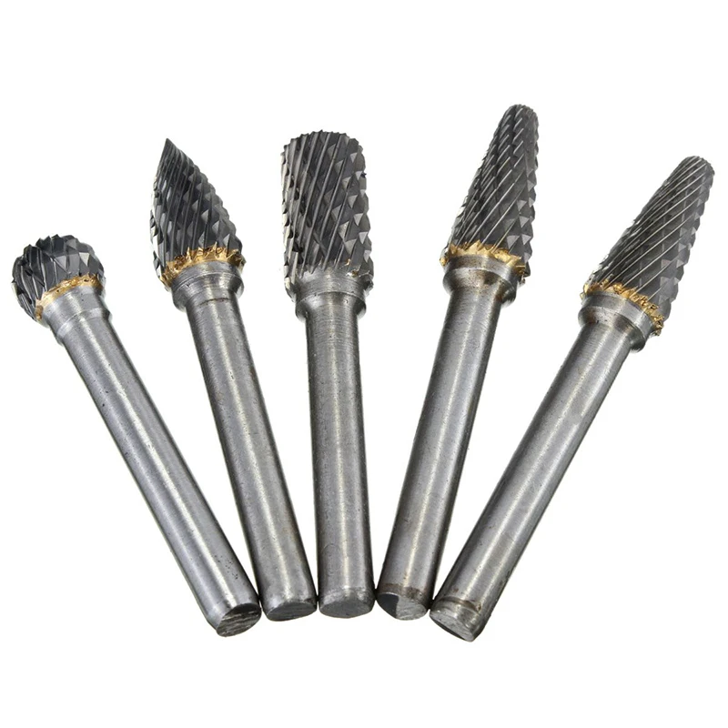 5pcs High Quality 1/4" 6mm Tungsten Carbide Burr Rotary Cutter Files