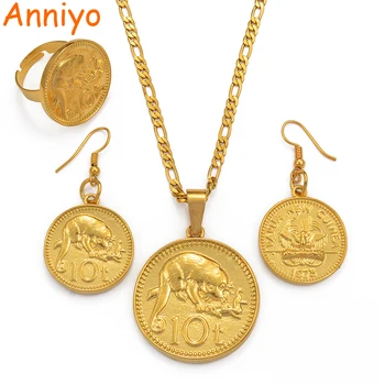 

Anniyo Gold Color PNG Pendant Necklaces Ring Earrings for Women,Papua New Guinea Jewellery Style Gifts #097906