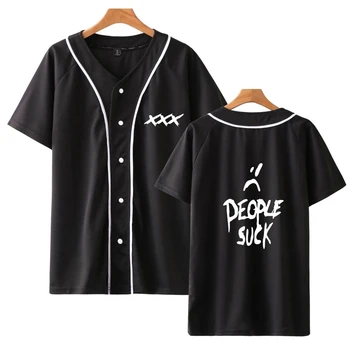 

XXX people suck summer short-sleeved single-breasted baseball uniform jacket loose casual sports baseball uniform shirt