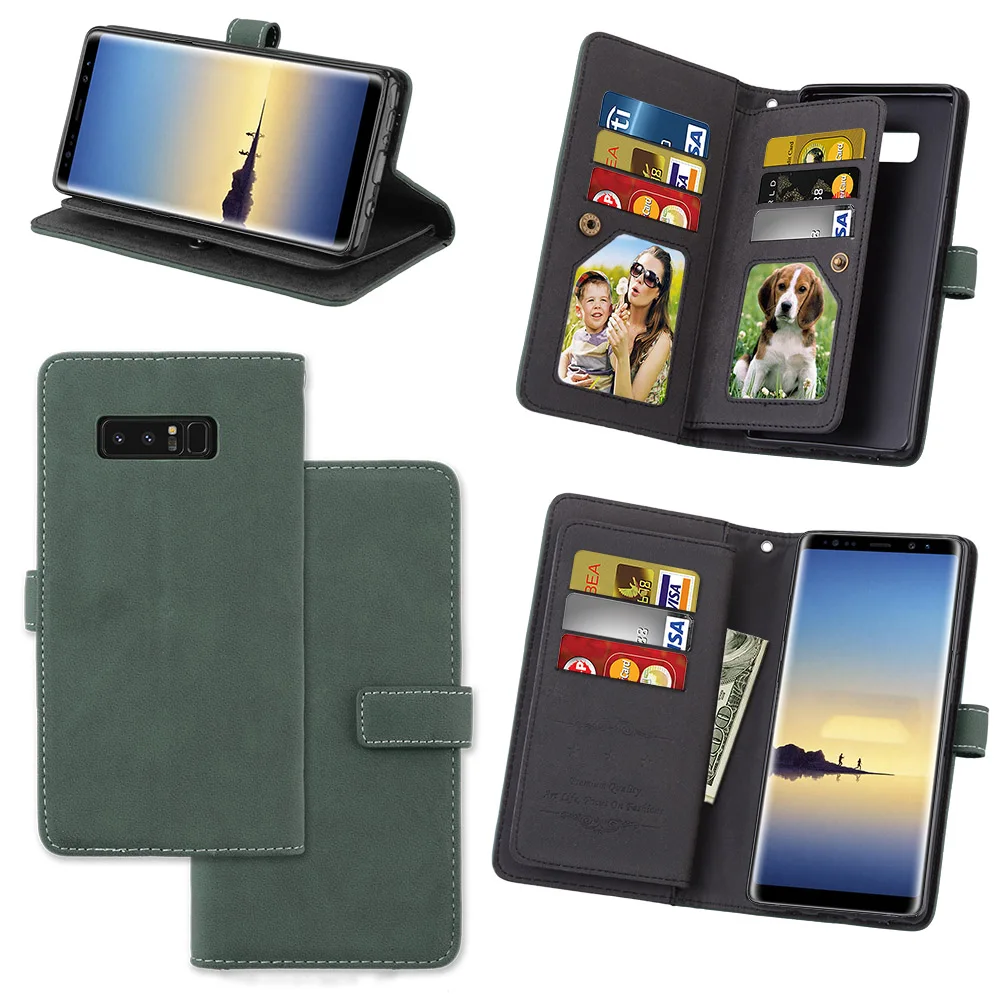 Чехол-портмоне для samsung Galaxy Note 8 флип чехол для samsung Note 8 чехол fundas Матовый кожаный чехол s 9 карт чехол со слотом на магните и ракушками