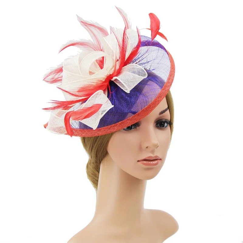 

Mingli Tengda Elegant Fascinator Hat Headband Feather Mesh Bridal Wedding Hair Accessory Party Hat Church Fedoras Headdress
