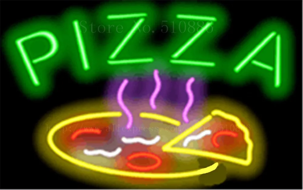 Pizza with Pizza NEON SIGN REAL GLASS BEER BAR PUB LIGHT SIGNS store