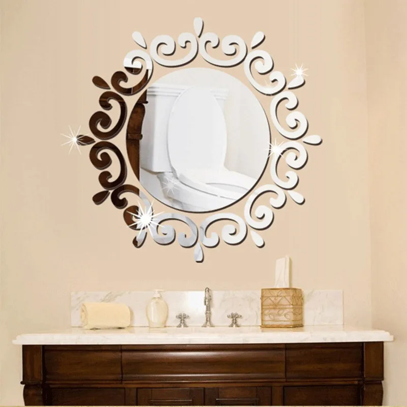 4 размера мульти-штук круглый узор зеркало 3D акриловая декоративная настенная наклейка DIY настенный плакат домашний декор для ванной