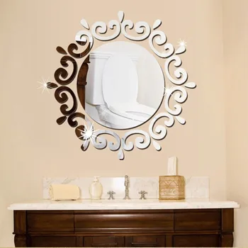 

4 Size Multi-Pieces Round Pattern Mirror 3D Acrylic Decoration Wall Sticker DIY Wall Poster Home Decor Bathroom Wallstick