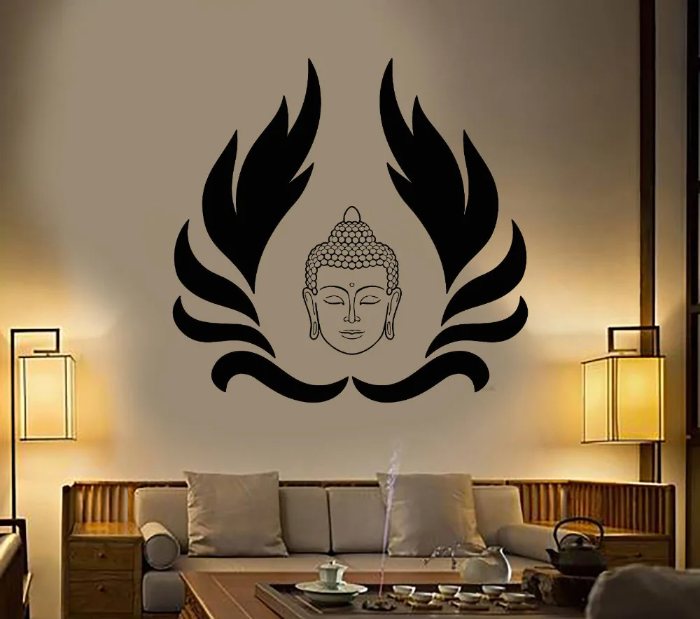 High Quality Vinyl Wall Decal Buddha Head Buddhism Religion Lotus