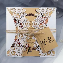 50 шт./лот) Европейский стиль лазерное полое приглашение Европейское приглашение белая Праздничная карта Рождественская Снежинка на заказ