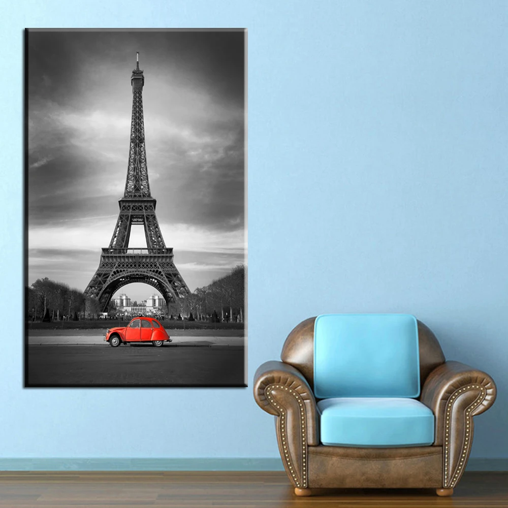 A96-black-and-white-prints-art-eiffel-tower-car-canvas-oil-paintings-wall-decor-art-prints (1)