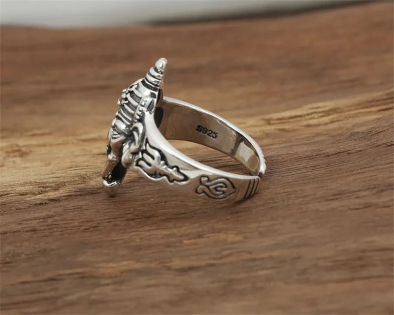 BESTLYBUY 100% Настоящее чистое серебро 925 пробы Ganesha кольца для мужчин винтажный стиль