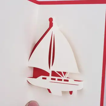 

10pcs 3D Creative Sailing Boat Handmade Kirigami Origami Wedding Party Invitation Cards Greeding Birthday Postcard