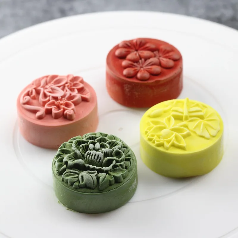 

Silicone Mold for Making Soaps 4-Cavity Moon Cake Shape Soap Molds DIY Handmade Chocolate Pudding Ice Cream Tool