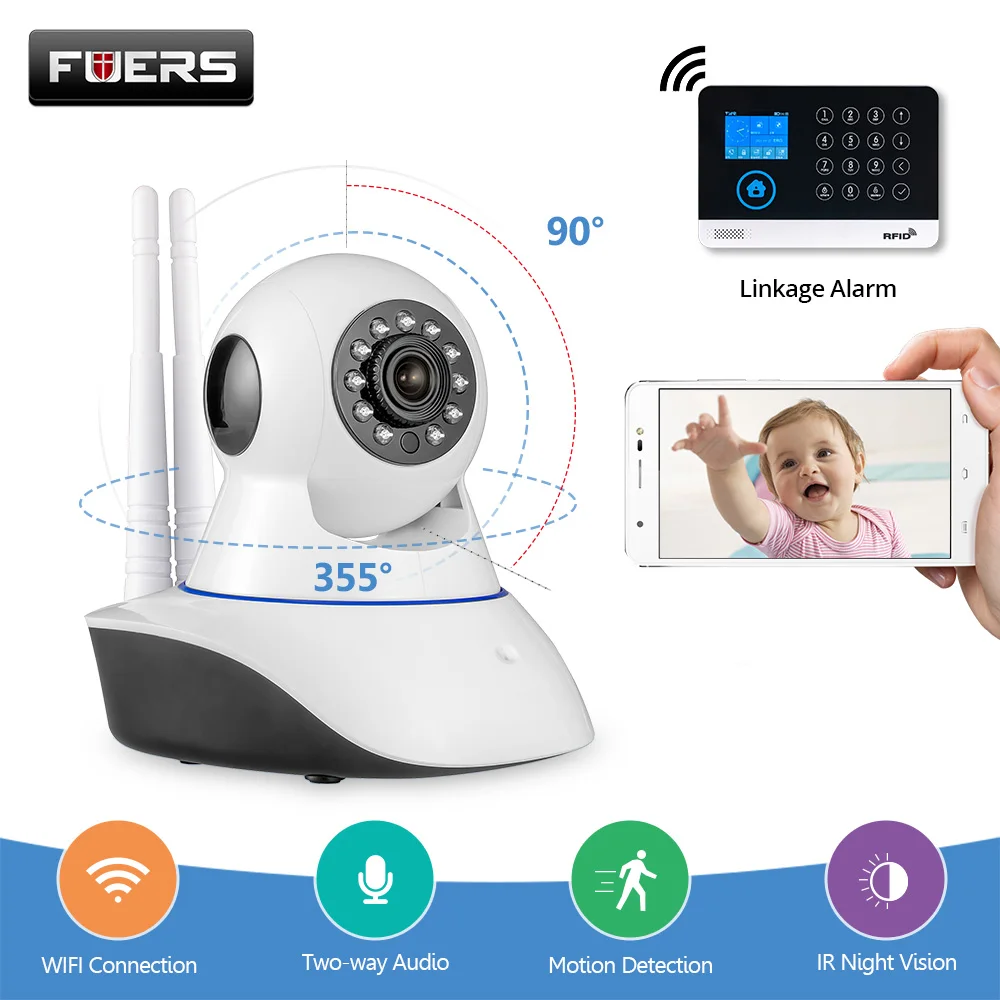 

Fuers Wireless wifi camera 720P IP Camera WG11 PG103 Alarm Panel Night Vision Surveillance CCTV Camera Audio Record Baby Monitor