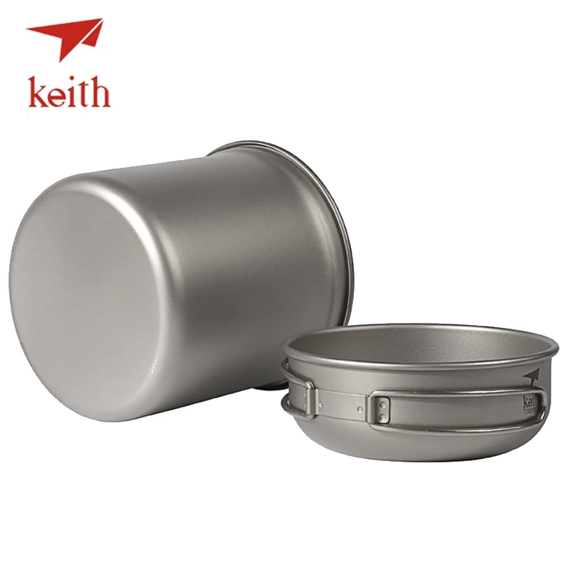 Keith titanio puro ollas set camping Utensilios de cocina Vajilla cubiertos picnic set de cocina tazón pan pot recorrido al aire libre senderismo Cocina
