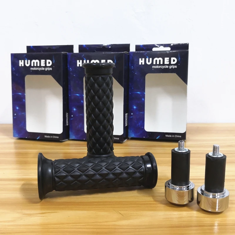 

HUMED Vintage Cafe Racer Motorcycle Hand Grips Rubber Handle Bar 7/8" 22mm for GS GN GS QS125/250 motorcycle grips