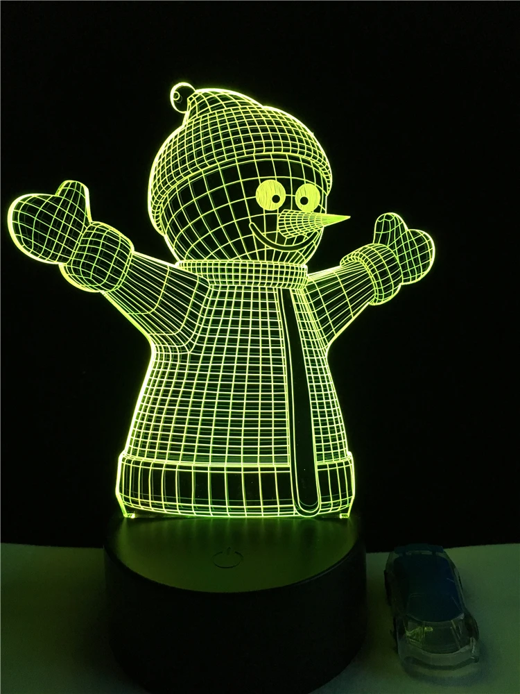 Снеговик 3D иллюзия Ночник светильник USB цвета изменить сенсорный стол спальня