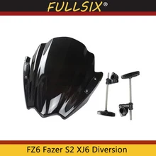 Pare-brise de moto pour Yamaha FZ6 Fazer S2 2004 – 2009 XJ6 Diversion XJ6N 2009 – 2015, visière avant
