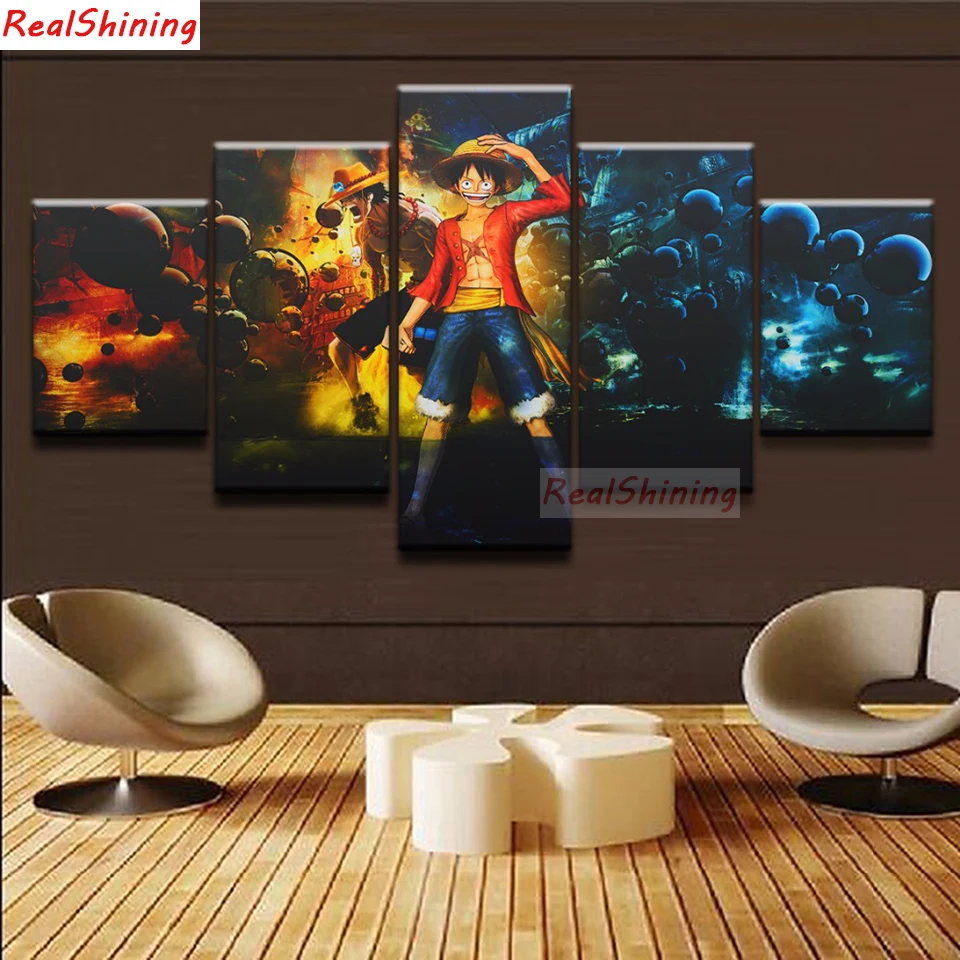 5pcs DIY Diamond Painting One Piece Luffy Full Square Embroidery Mosaic Picture Of Rhinestone H1822 | Дом и сад
