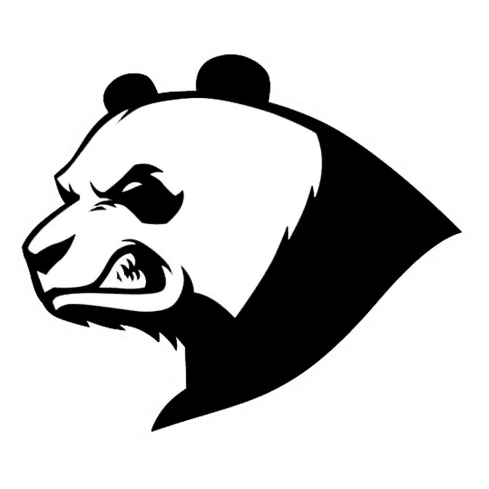 13.611.6CM Angry Panda Bear Creative Animal Car Styling Vinyl Reflective Car Stickers BlackSilverLaser (2)