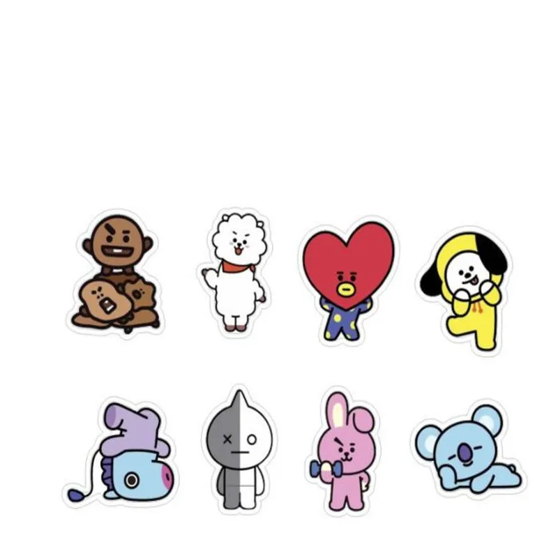 Kpop BTS coreano estrellas BT21 tata patrón de dibujos animados placa  listados broche muñecas para los estudiantes chica juguete de niño de H094  - AliExpress Juguetes y pasatiempos