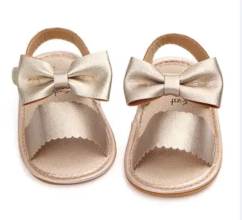 

Fashion New Baby Cute Sandals Newborn Baby Girl Bow Tie Sandals Summer Breathable Anti-slip Sandals Girls PU Baby Shoes