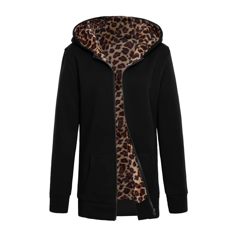 Горячее предложение с капюшоном мягкий свитер с леопардовой раскраской для женщин Европа Америка плюс бархат большой размер куртка пальто Зимняя женская одежда Mujer