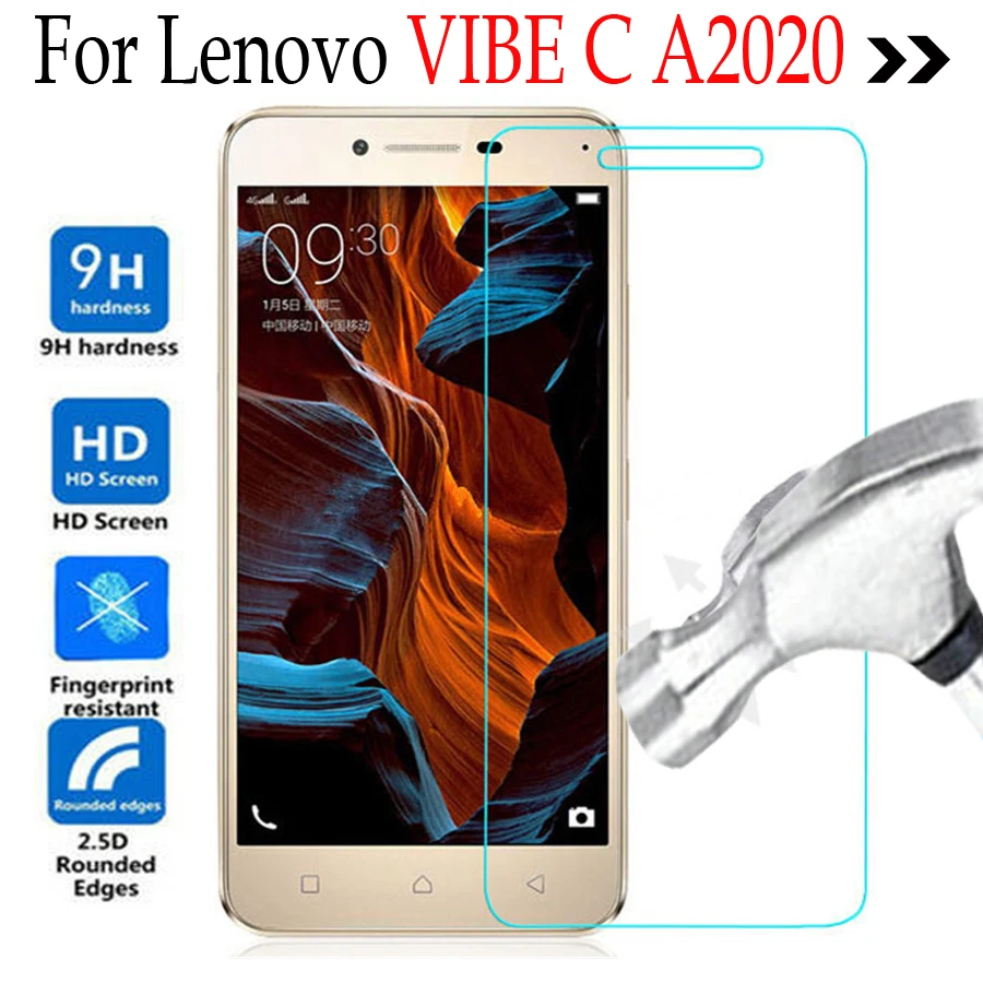 

For Lenovo VIBE C A2020 Tempered Glass Phone Screen Protector For Lenovo Vibe C A2020a40 DS A 2020 Cover Protective Film Case
