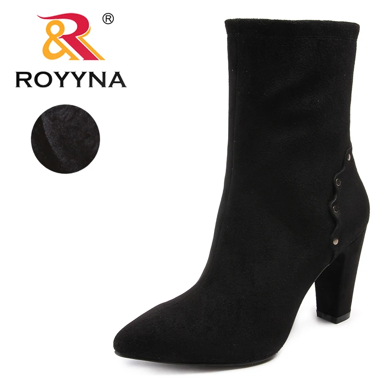 

ROYYNA New Typical Style Women Boots Pointed Toe Women Winter Shoes Flock Lady Ankle Boots Comfortable Light Fast Free Shipping