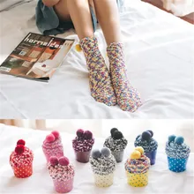 NORMOV Плюшевые Вязаные теплые носки женские повседневные милые коралловый флис яркие цвета торт носок удобные дышащие