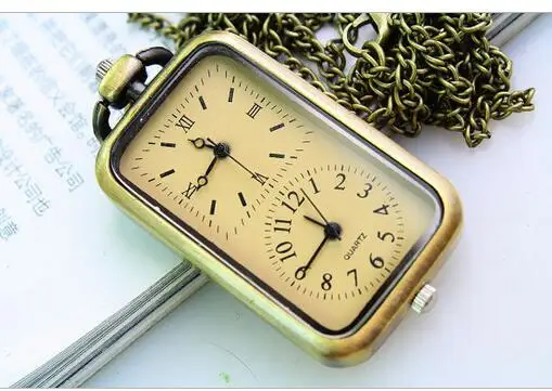 10pca-vintage-bronze-quartz-steampunk-pocket-watch-dual-double-time-zone-movement-necklace-chain-p5289