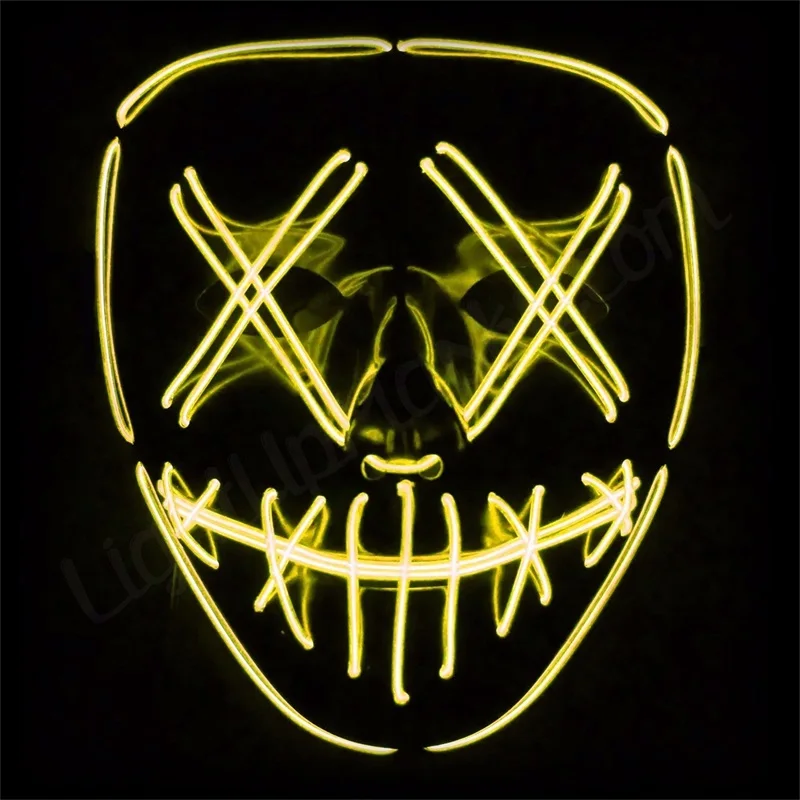Очищающий светодиодный свет полная лицевая маска "смайлик прошитый" El Wire(Хэллоуин Rave Косплей Edm очистка