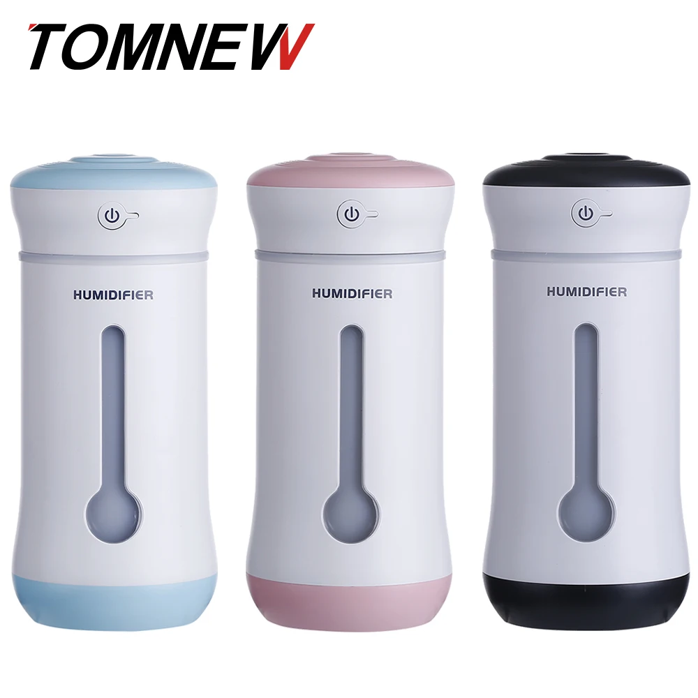 

TOMNEW 3 in 1 Mini Cool Mist Ultrasonic Air Humidifier 300ML Diffuser Air Freshener with USB Fan and LED Light for Home or Car