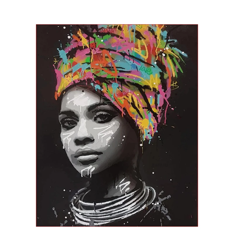 

Painting By Numbers DIY Dropshipping 40x50 50x65cm Girl in a turban Figure Canvas Wedding Decoration Art picture Gift