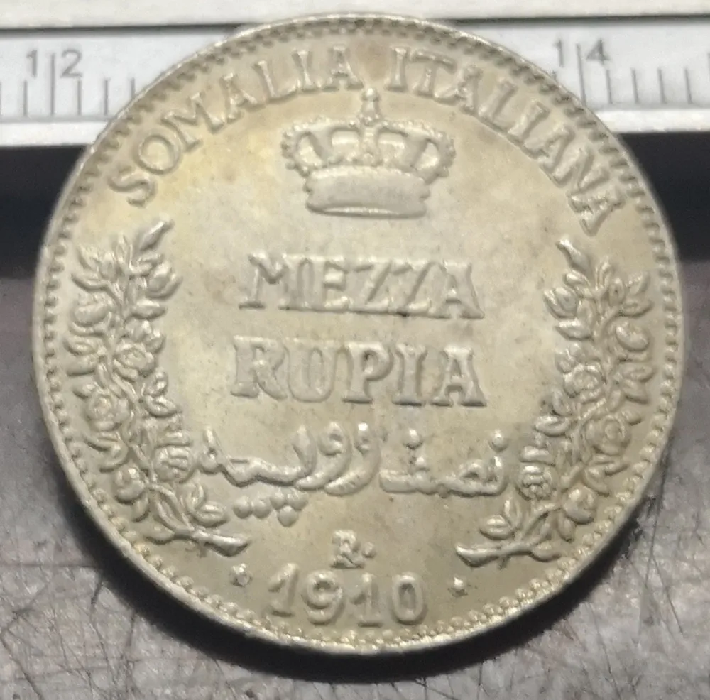 1910 итальянский Сомалиленд половина Рупиа-Витторио Эмануэле III Серебряная копия монеты