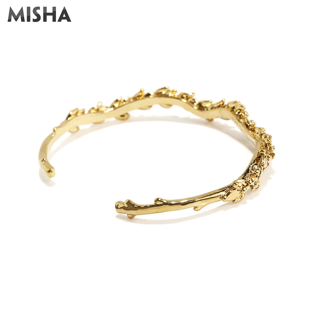 MISHA новые браслеты для женщин ручной работы Золотые лавровые листья дизайн шикарные новые браслеты регулируемый размер L722