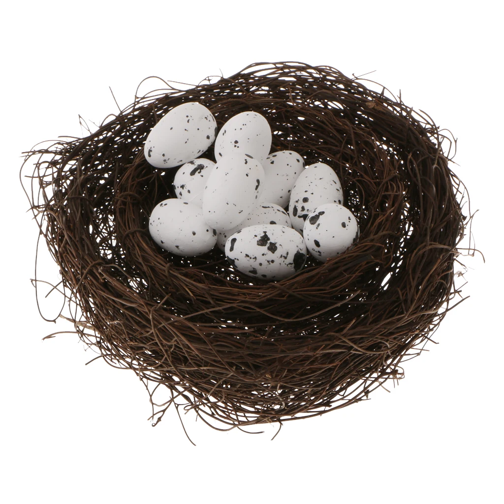 5/10/20pcs Artificial Bird Eggs Fake Foam Speckled Nest Eggs Halloween Woodland Artificial Bird &Nest &Egg Home Decorative