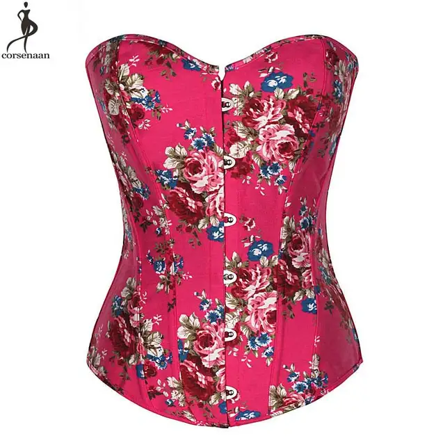 Pink Corset Rose Flower Corsets Overbust Korset Green Bustier Sexy