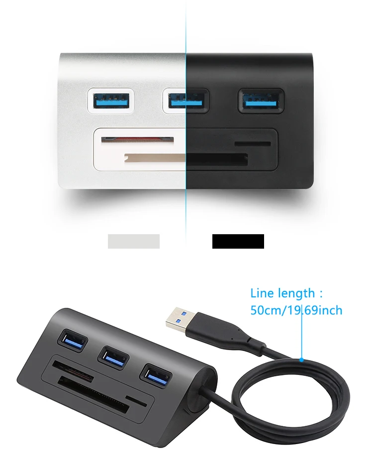 Rocketek Мульти usb 3,0 концентратор 3 порта Алюминиевый адаптер разветвитель SD/TF CF кард-ридер для MacBook компьютер Ноутбук аксессуары