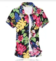 Брендовая одежда лето 2019 г. новое поступление модные повседневное мужские короткий рукав цветочный рубашки для мальчиков 5XL 6XL Плюс разме
