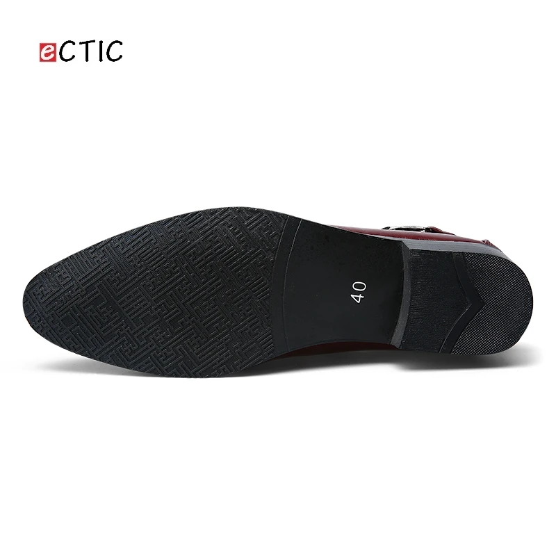 Ectic Chaussures En Nouvelle Plat Hombre Formelle Noir jaune Conception Hommes 2018 Zapatos D'affaires Richelieus Cuir Moine rouge Robe Sangle Derbies rrnX8xwg1