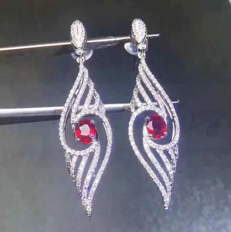 Ruby stud earring Free shipping Natural real ruby 925 sterling silver
