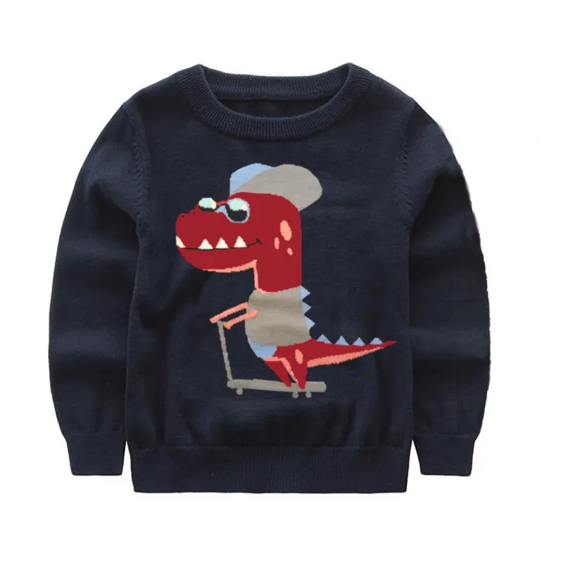 

Baby Boy Knitted Sweater Cute Cartoon Car Dinosaurs 100% Cotton Thickened Sweater Winter Cardigan High Quality Kids Clothing