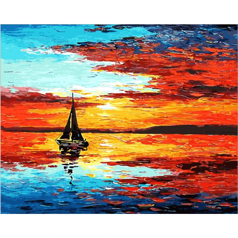 

Seascape Framless DIY Painting By Numbers Home Decor For Living Room DIY Digital Canvas Oil Painting 40*50cm new arrival