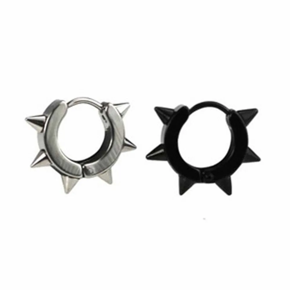 

1Pc Fashion 5 Styles Rock Punk Gothic Style Mens Stainless Steel Taper Hoop Spike Stud Earrings