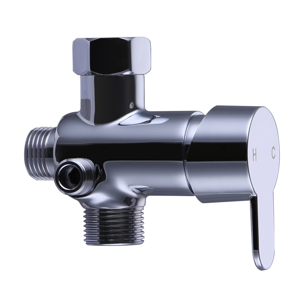 KES Brass T adapter with Shut off Valve 3 Way Diverter Connector for