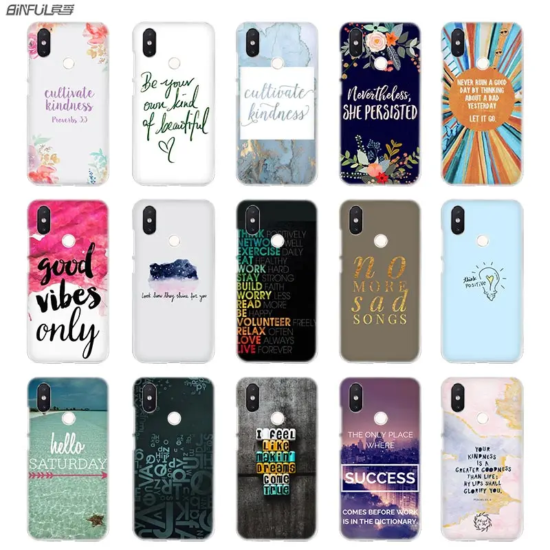 

phone case Hard cover for Xiaomi mi Redmi Note 5 4 3 4X 5A 6 Pro 64g S2 Plus Proverb Phrase Motto Good Vibes Only Love