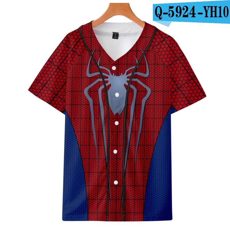 

2019 New Movie Spiderman Far From Home T-Shirt Zip Up With Button Unisex Tees Peter Parker Printed Tshirt 2019 3D Clothing Boys