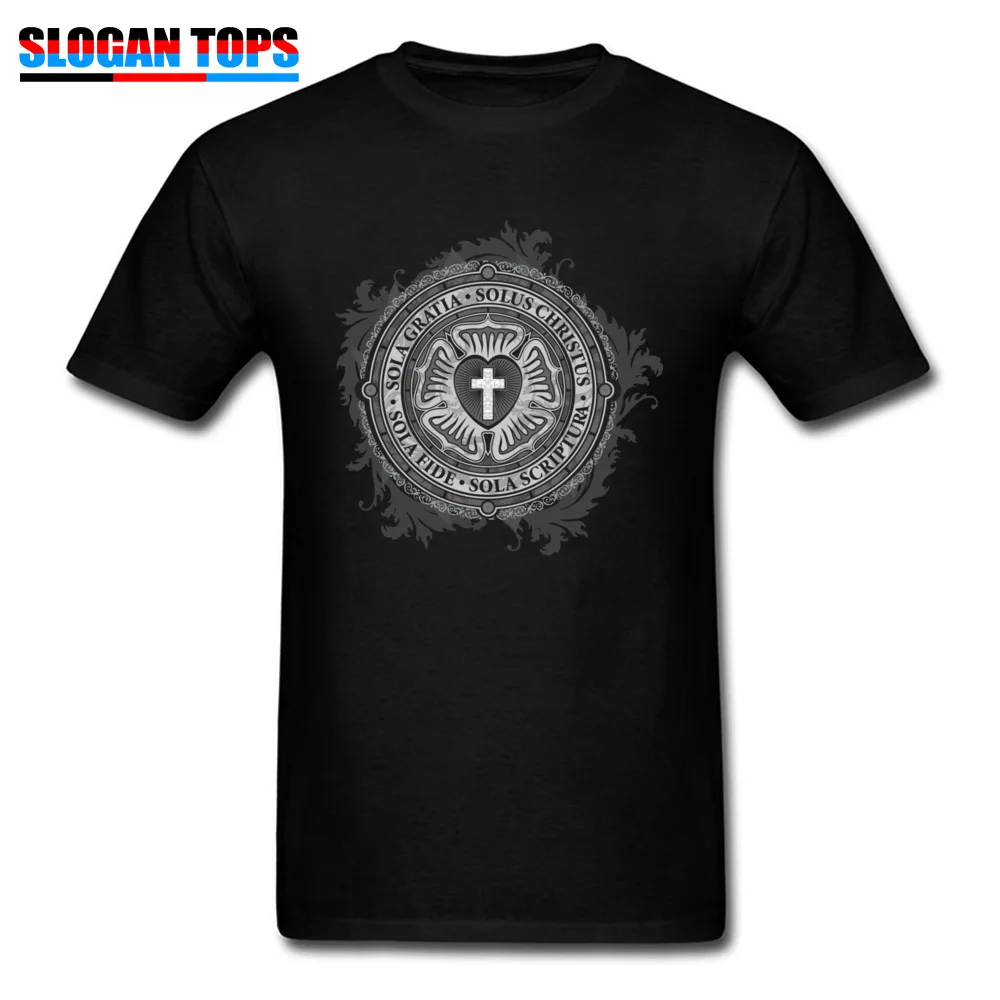 Fashionable Men Tops Shirt Casual Normal T Shirts 100% Cotton Short Sleeve Personalized Tops & Tees Round Neck Luther Rose Christian Luther Seal 11595 black