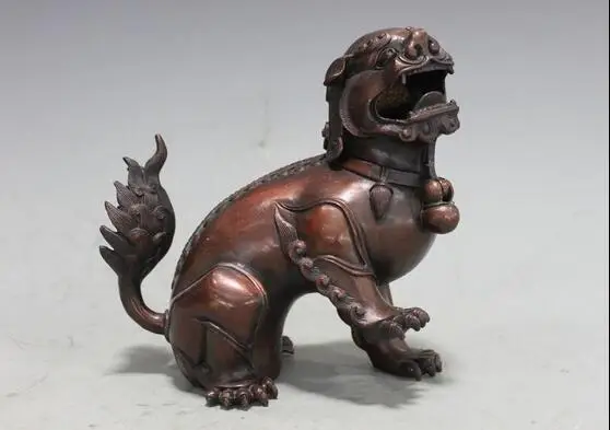 

China Bronze Copper Fu Foo Dog Lion PiXiu Dynasty Palace Incense Burner Censer